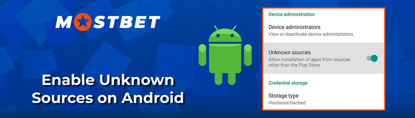 Enabling unknown sources settings for Mostbet App