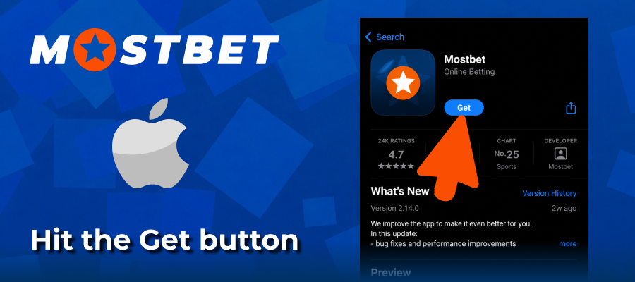 Tapping get button for Mostbet App India