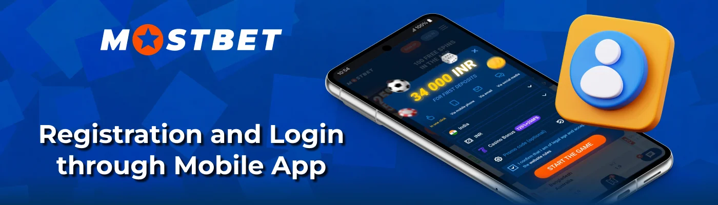 Mobile application registration menu of Mostbet India