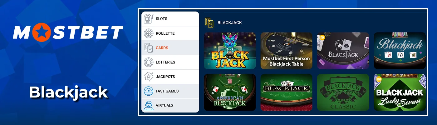 Classic card games and blackjack options at Mostbet India