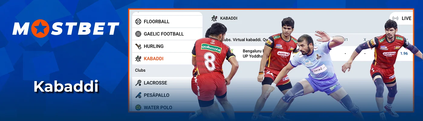 Professional kabaddi tournament betting options at Mostbet India