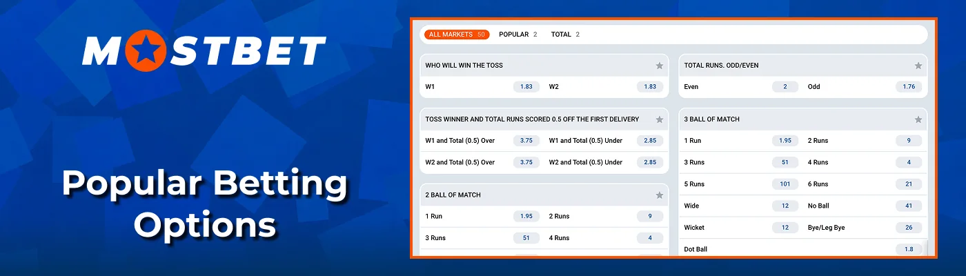 Popular sports wagering betting options Mostbet India