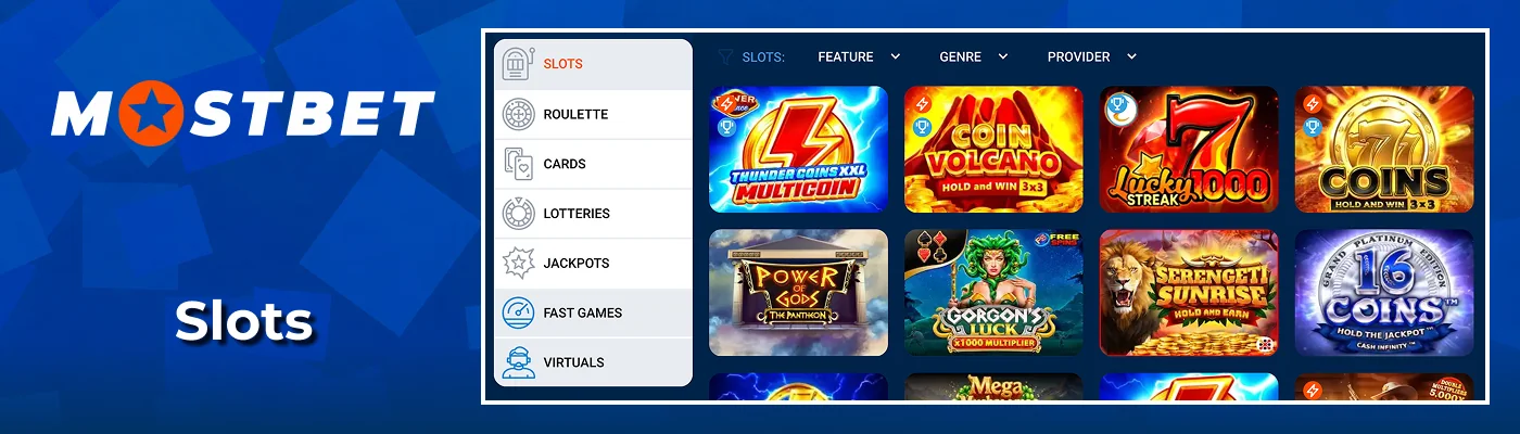 Virtual slot machines and video slots at Mostbet India