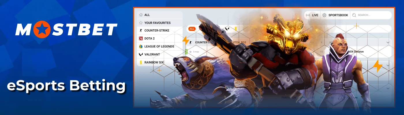 Esports competitive tournament betting markets at Mostbet India